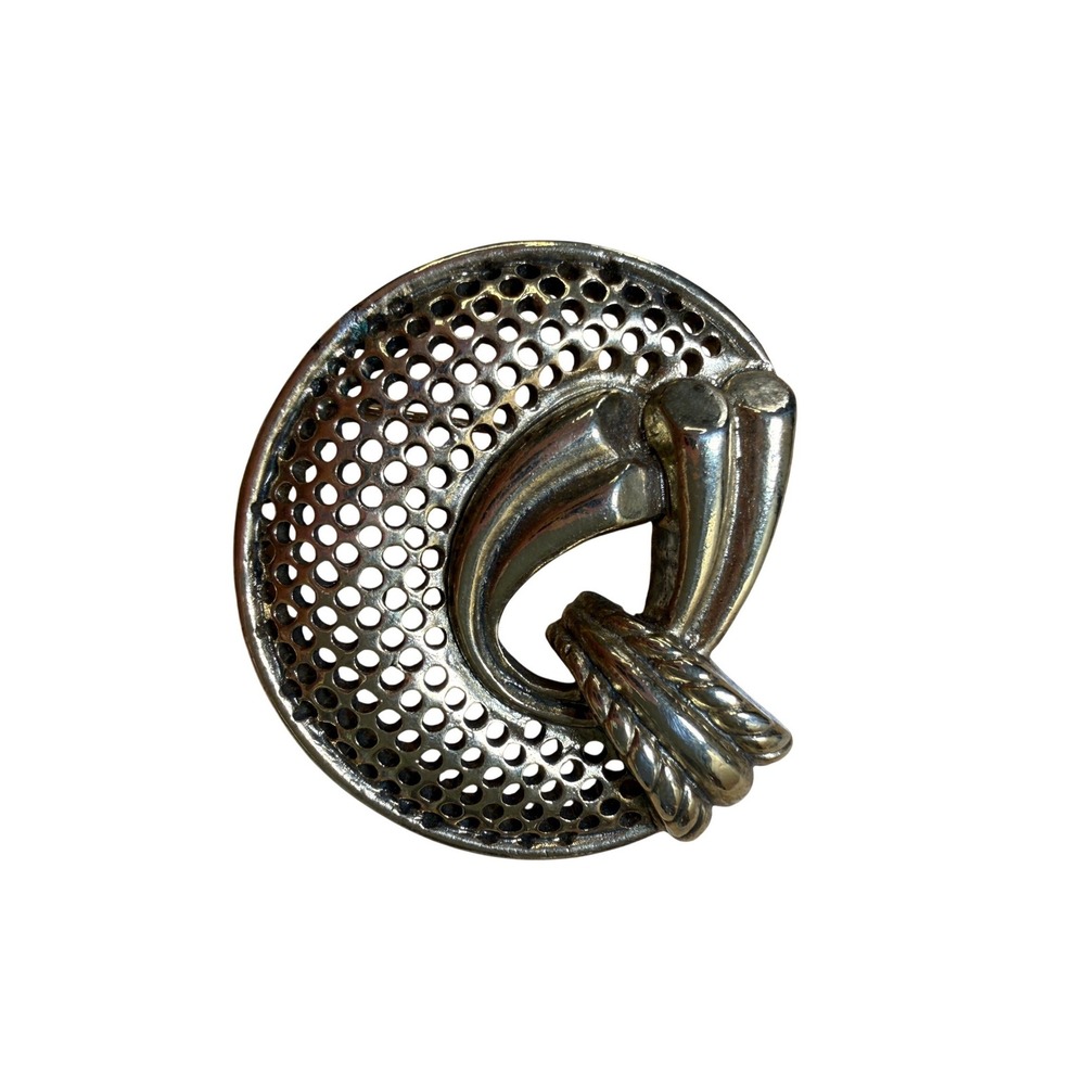 Vintage Gold Tone Mesh Ribbon Swirl Brooch Mid Century Modern Trifari Style
